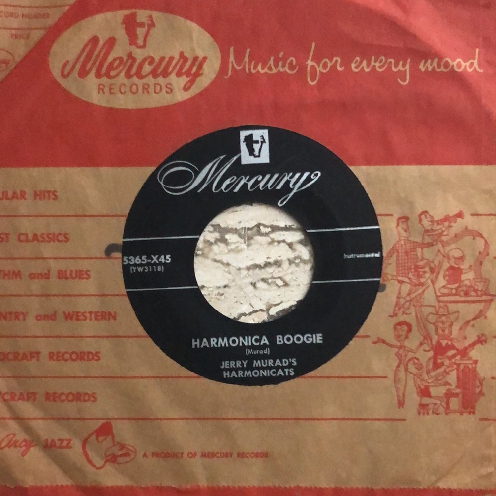 Jerry Murad Harmonica Boogie Vinyl 45 Record '50